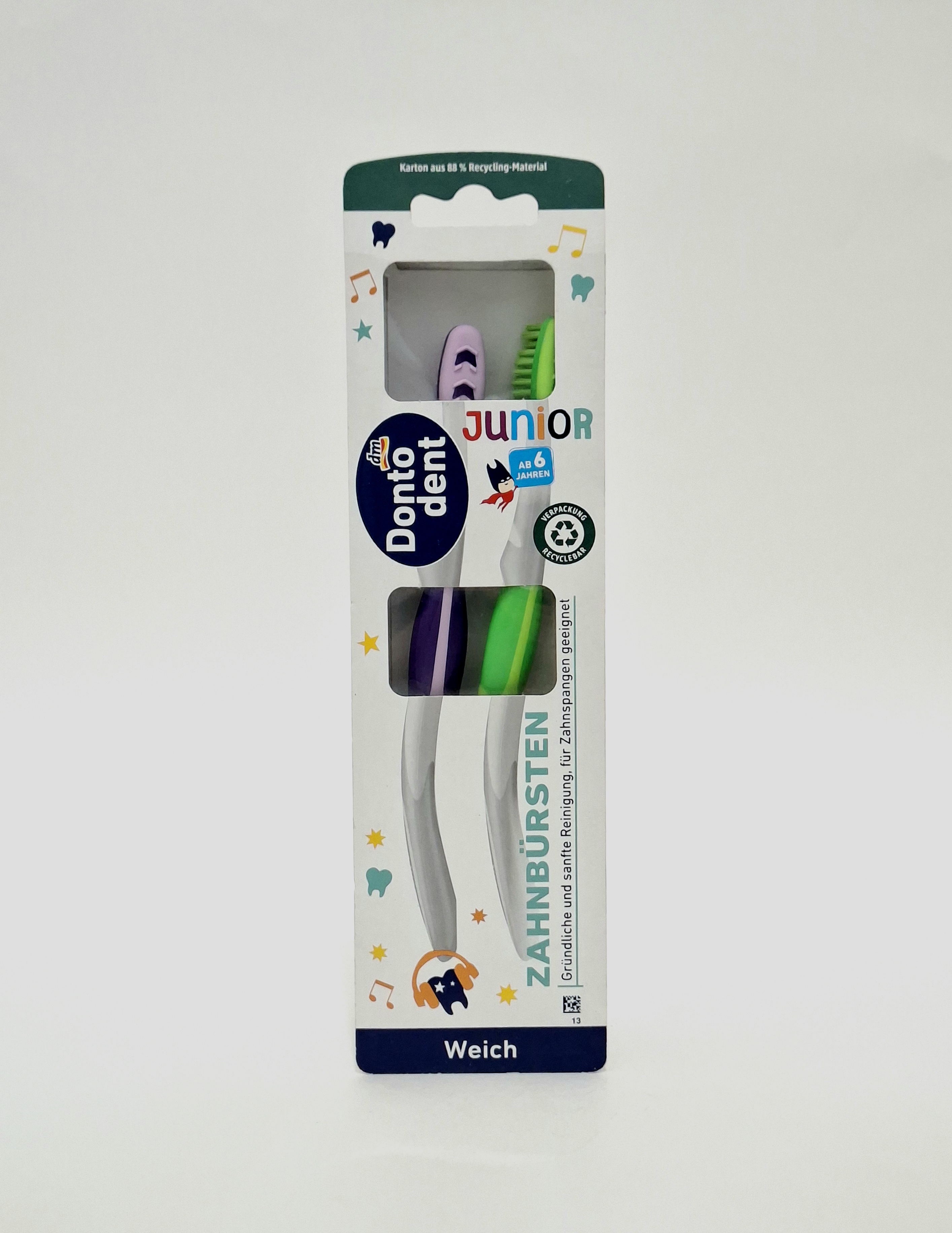 Зубная щетка DONTODENT Junior Soft, 2 шт Германия