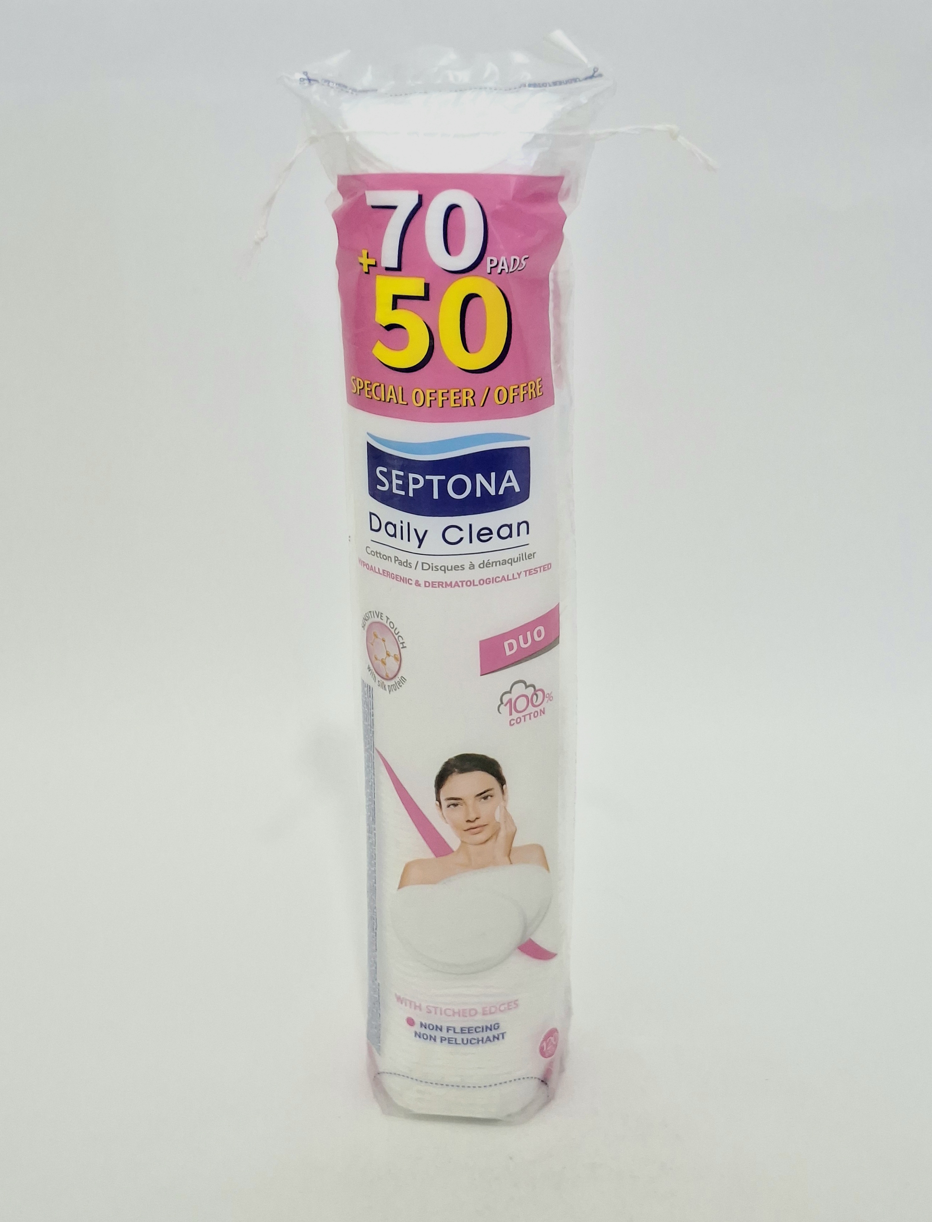 Ватные диски X 70+50 кругл. двухсторонний в цел/уп, код 2046 Септона