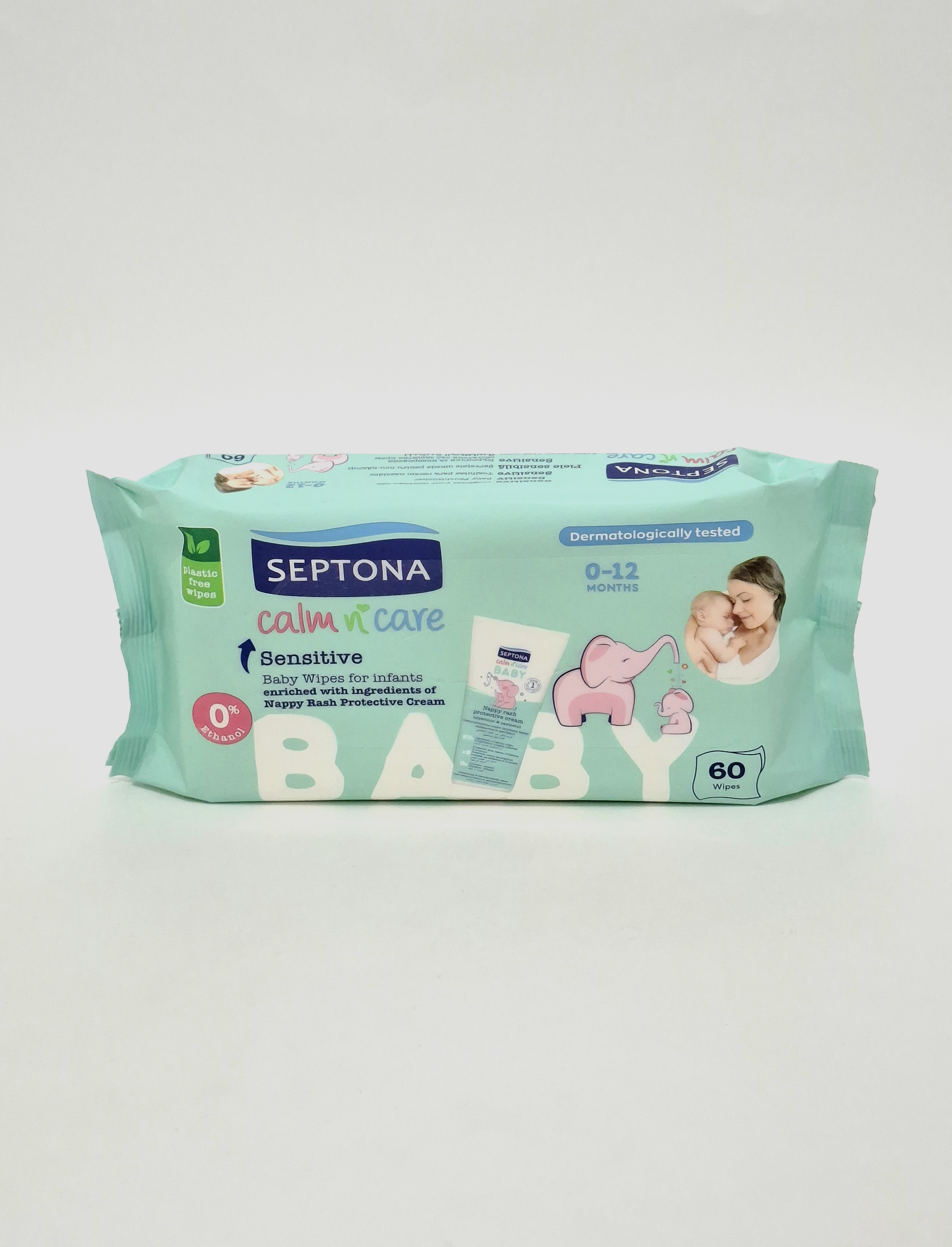 Wet wipes Calm n'Care x 60 SENSITIVE 0-12m (obogoshch. kremom pod podguzn.) code 4257 Septona