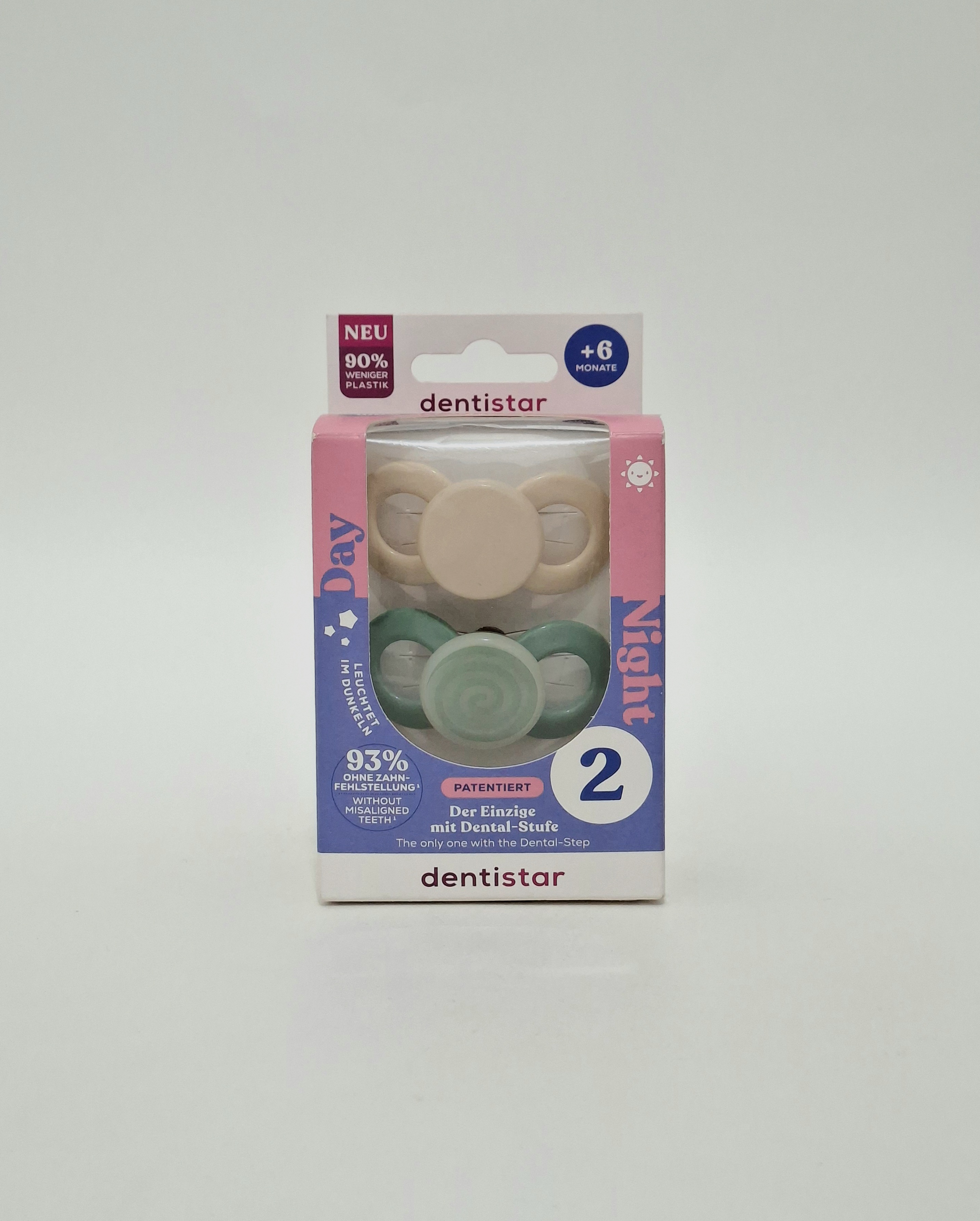 Nipple/pacifier silicone. "DENTISTAR day and NOCh" without KOLTsA(26294) 6+ x 2 bezhevyy Baby Nova-Germany
