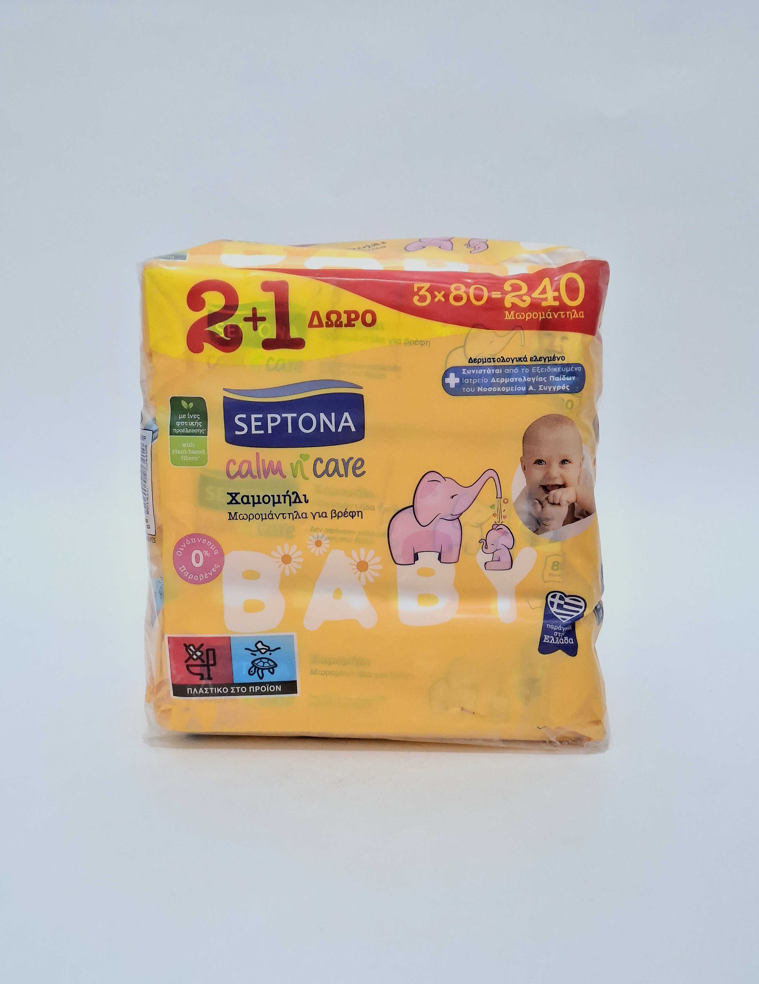 Салфетки влажные Calm n'Care X 240 (3х80) Ромашка, код 4103 Септона