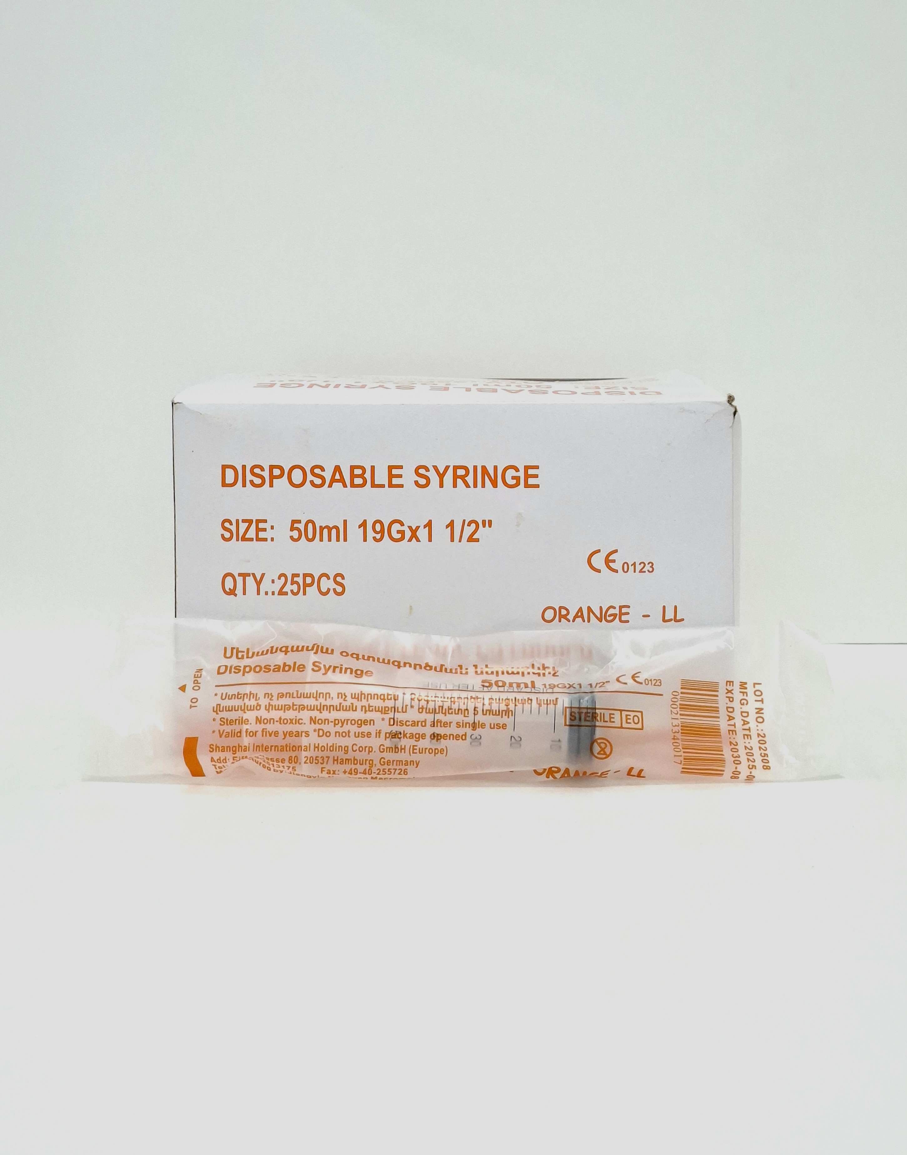 Syringes 50ml Oranzh 3x-complex. 19G Oranzh USA