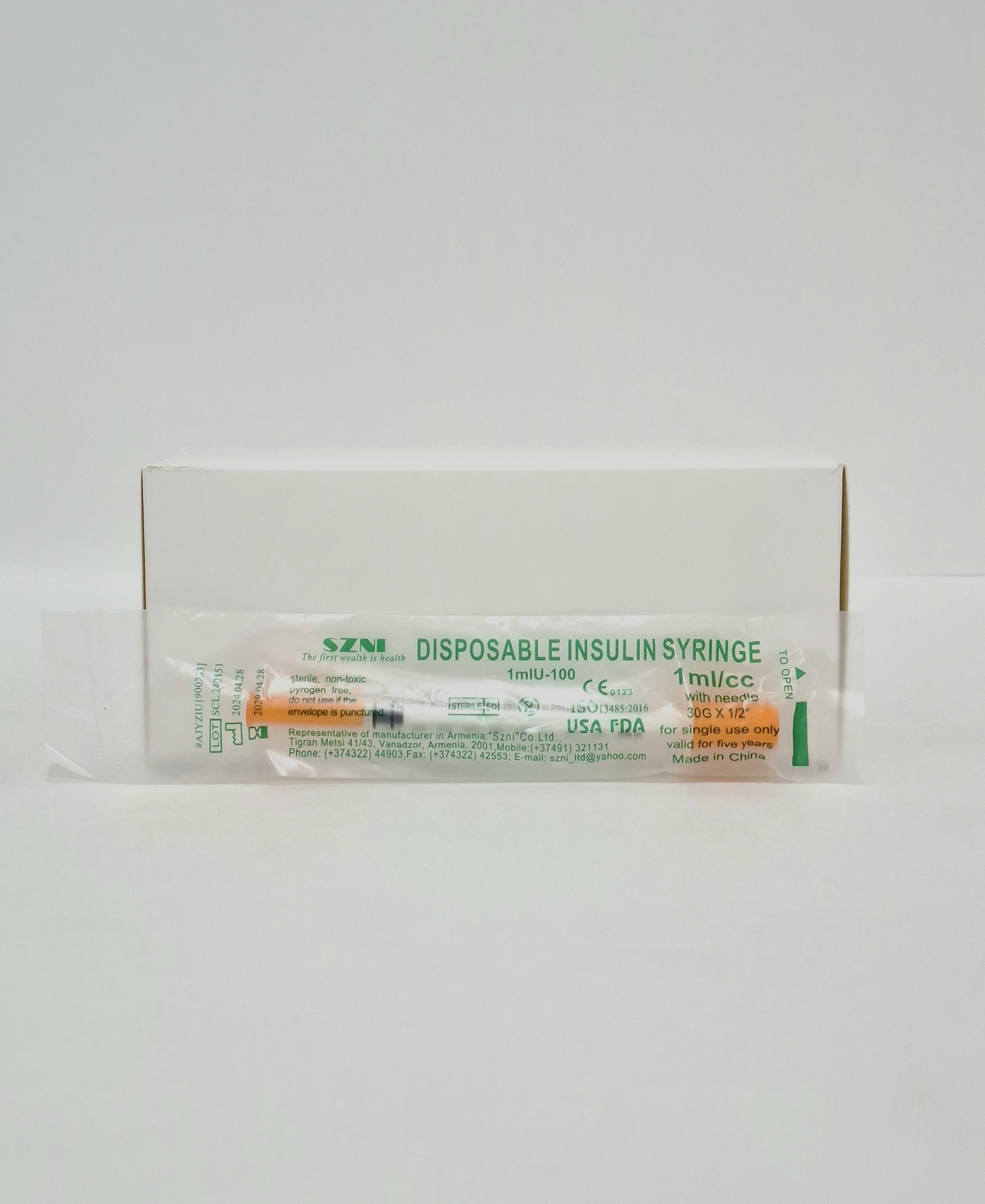 Syringes insulin 1ml 100units 30G China