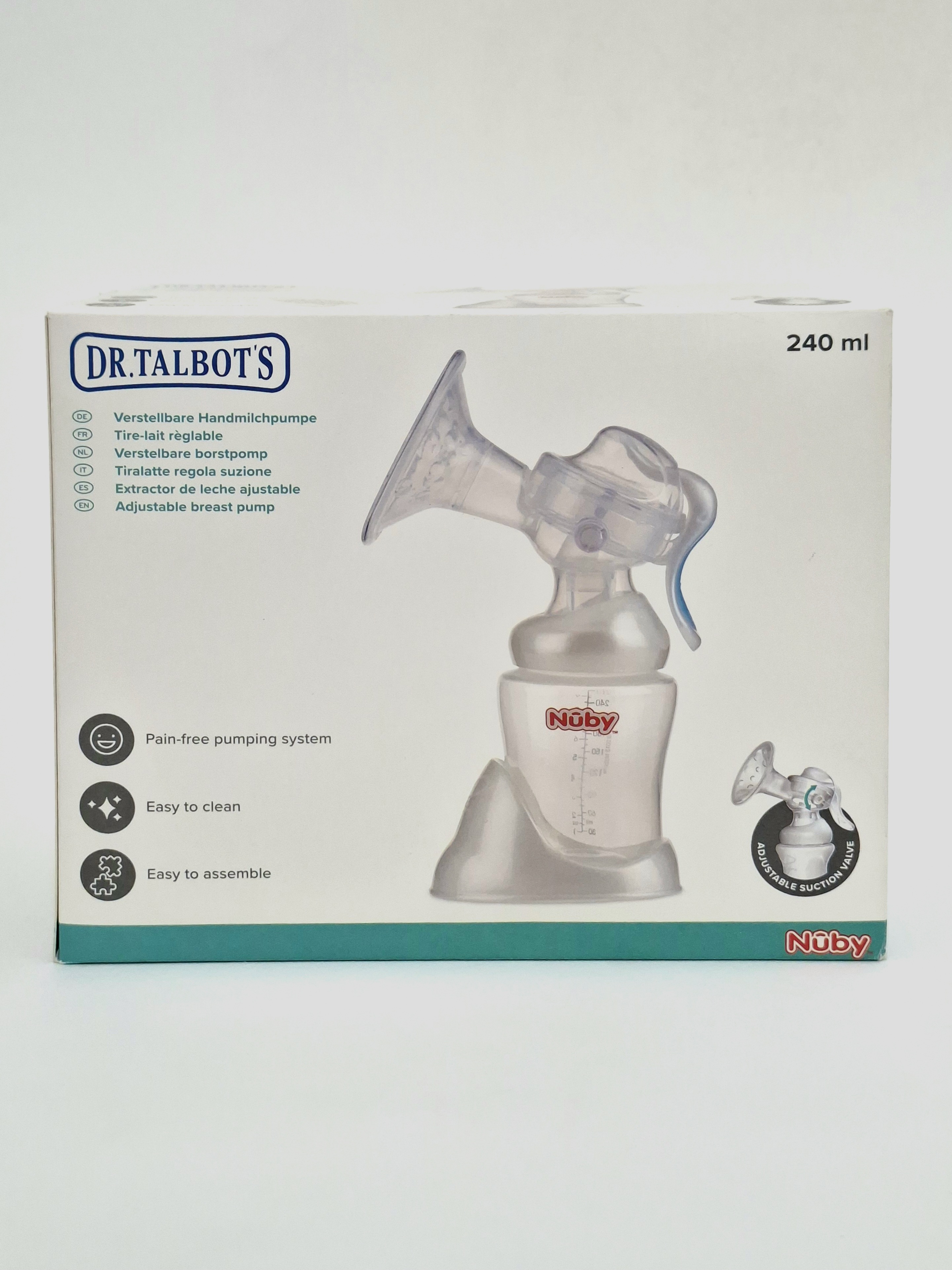 Молокоотсос SoftFlex 240мл с регулирующ. Клапаном, код 01001 Нуби