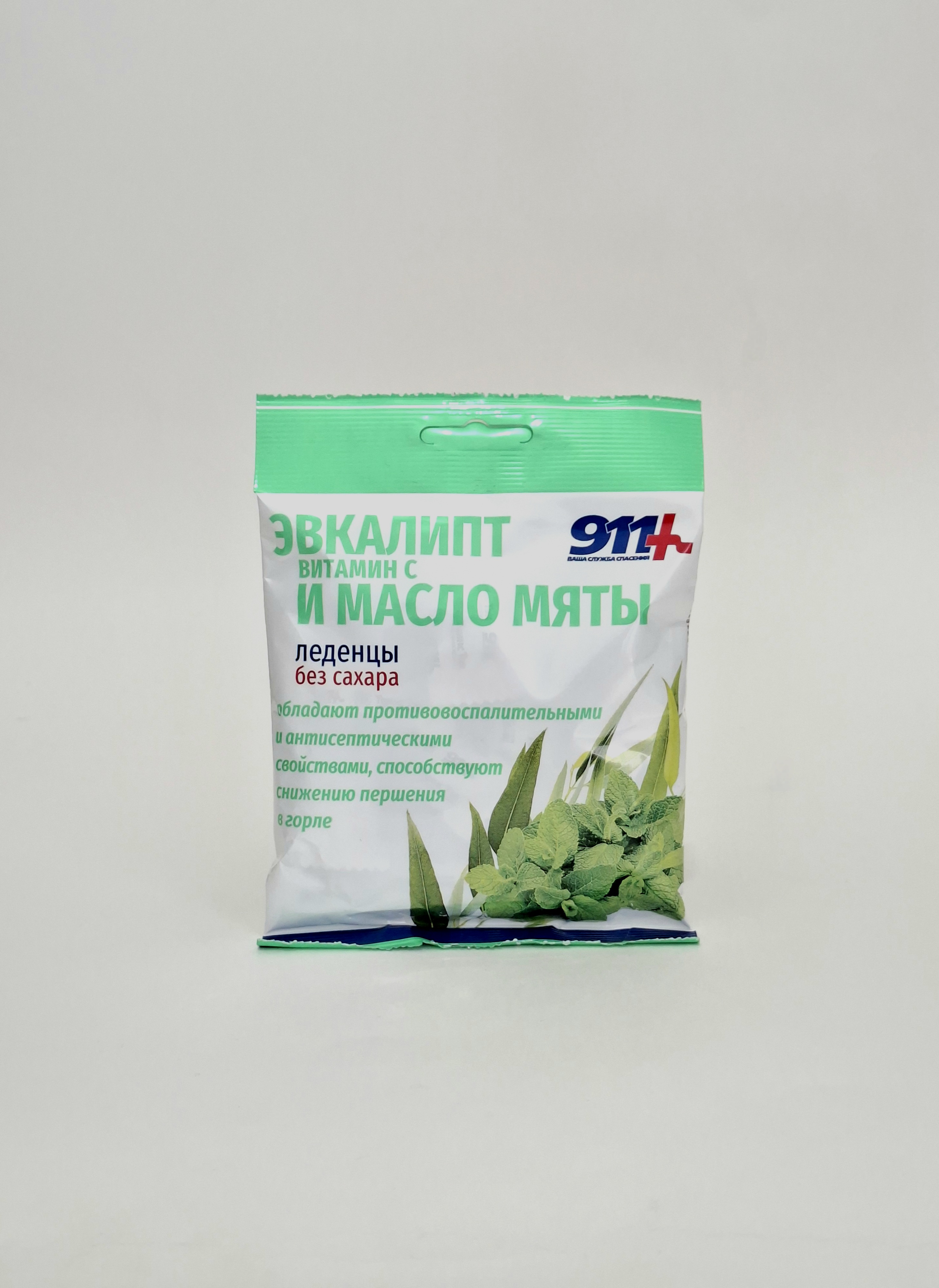 911 Lozenges sugar-free eucalyptus vitamin C m-lo myaty 50g x 20 Tvins Tek Russia