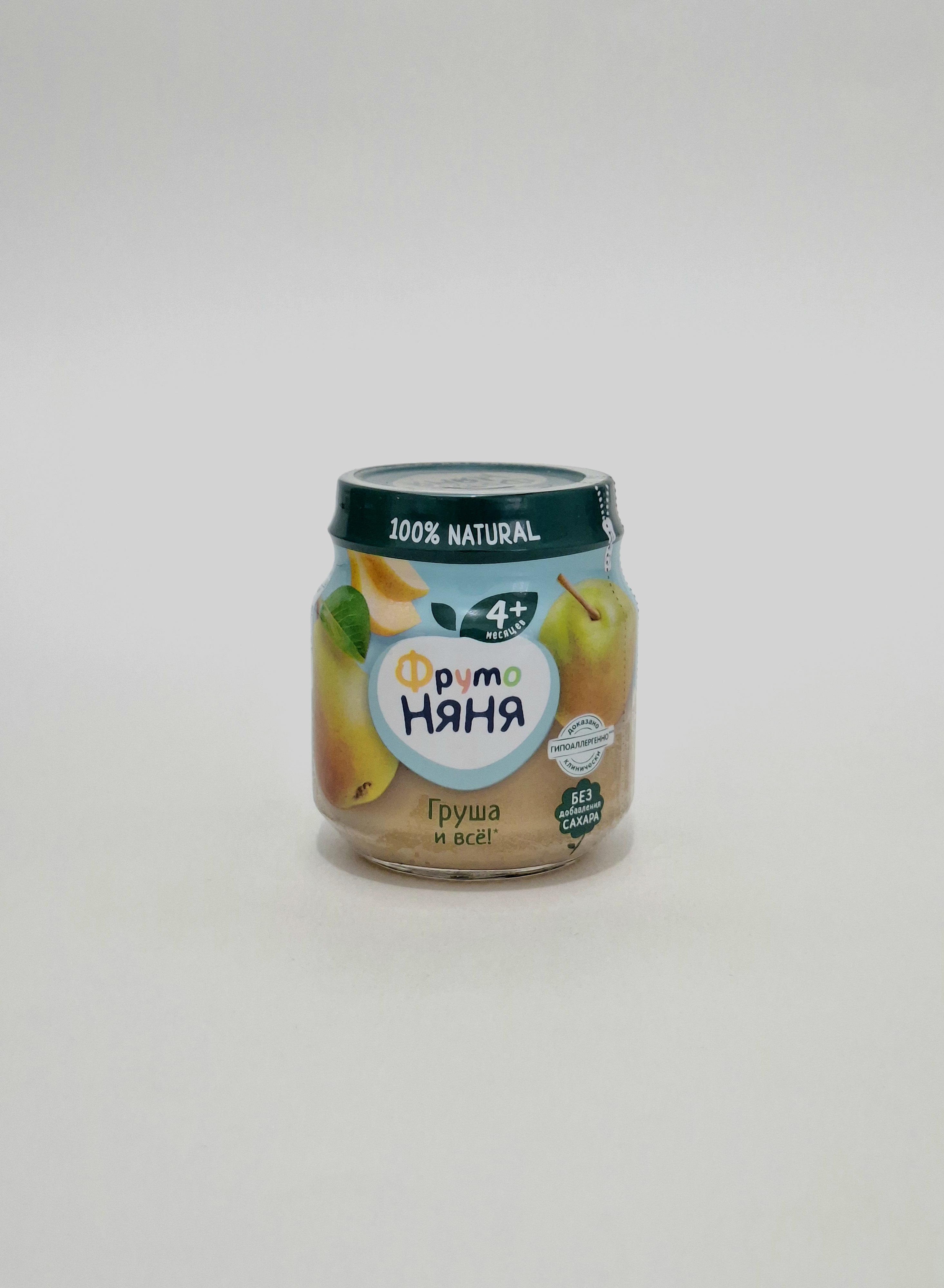 Fruto Nyanya puree fruit pear and Vse! 4+ months 100g Progress, Russia