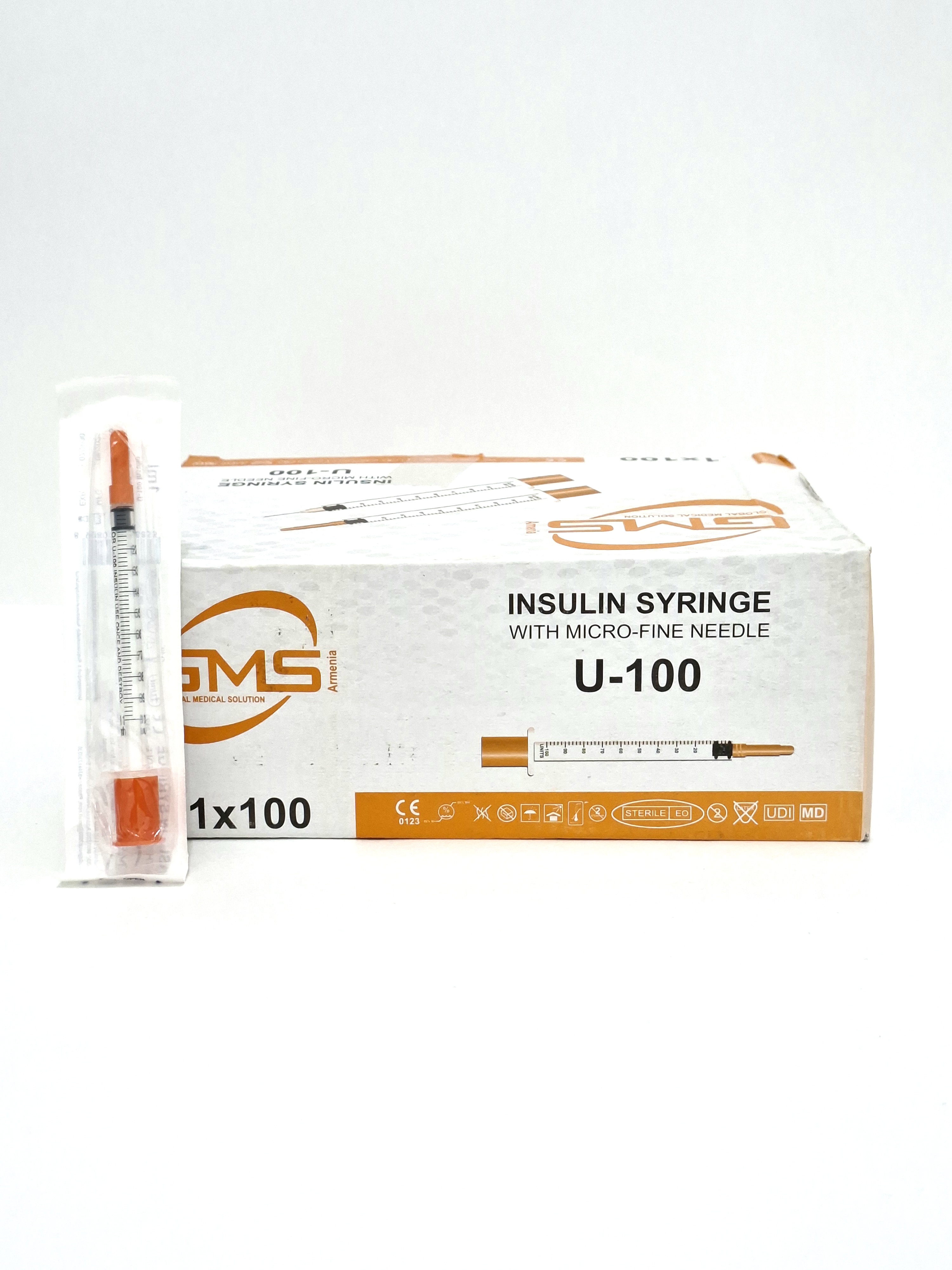 Syringes insulin 1ml 100units 30G with int. needle DzhiMS