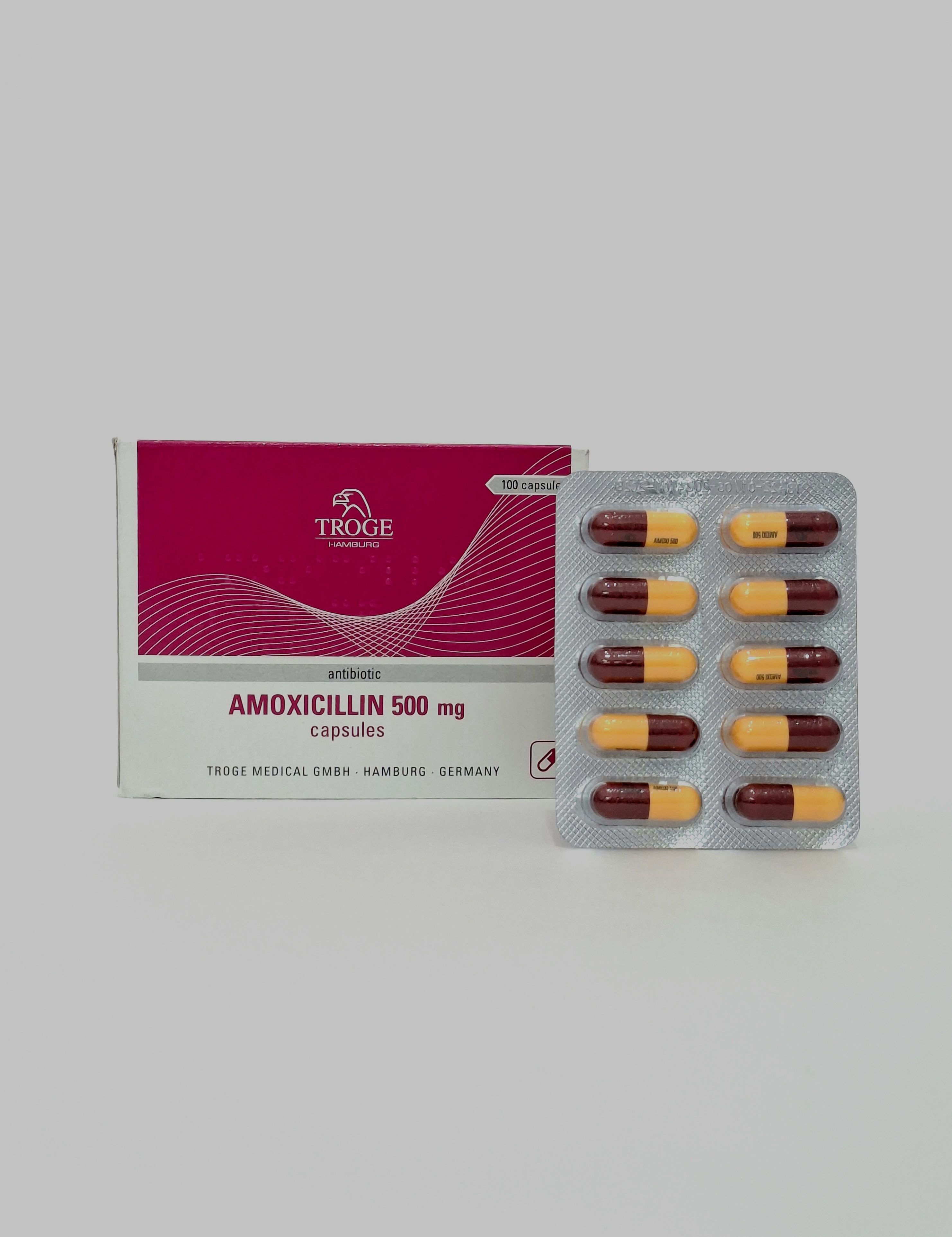 Amoxicillin capsules 500mg x 10 (TROGE) Germany