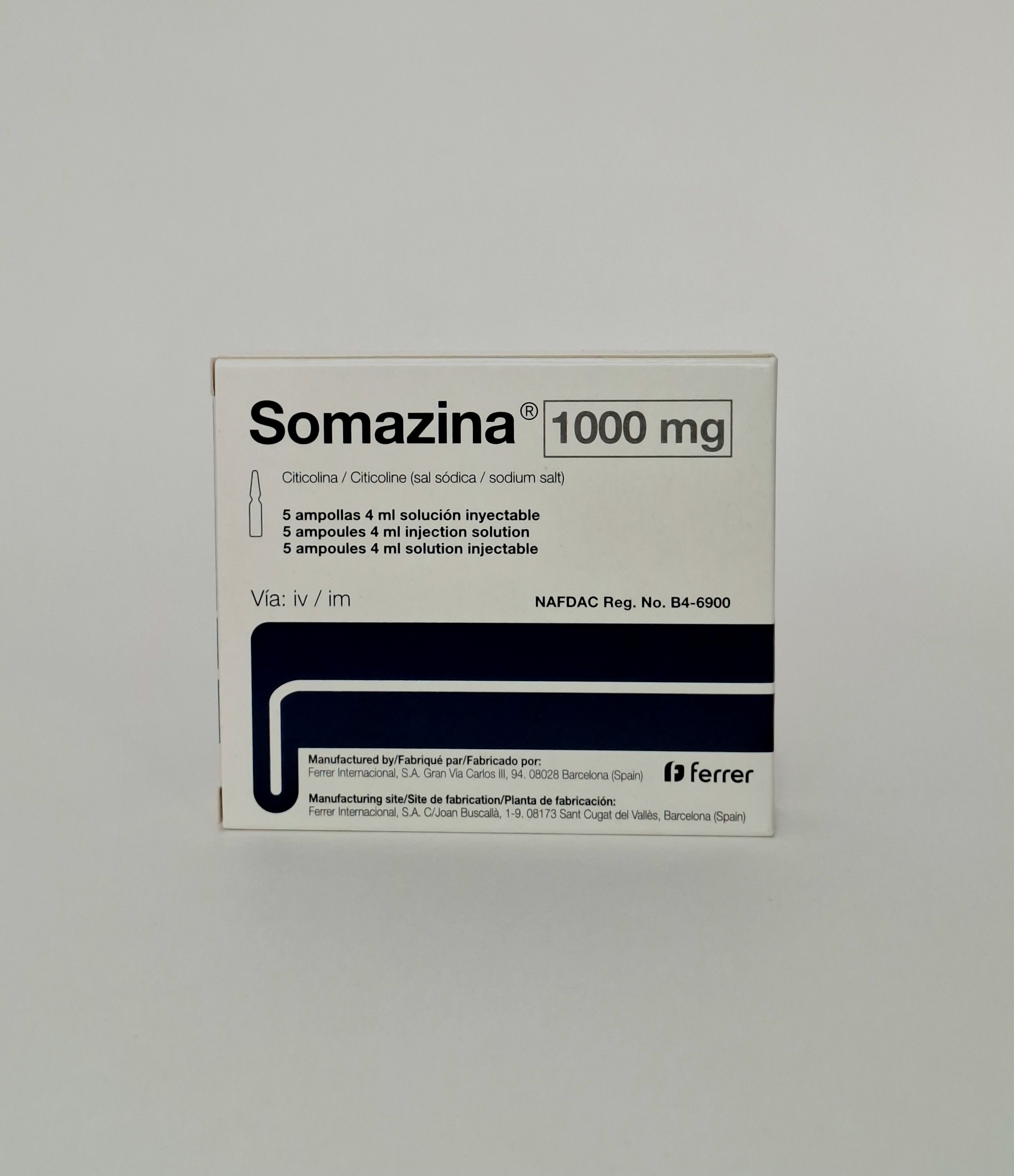 Somazina ampoules 1000mg 4ml x 5 FerrerGrup.Spain
