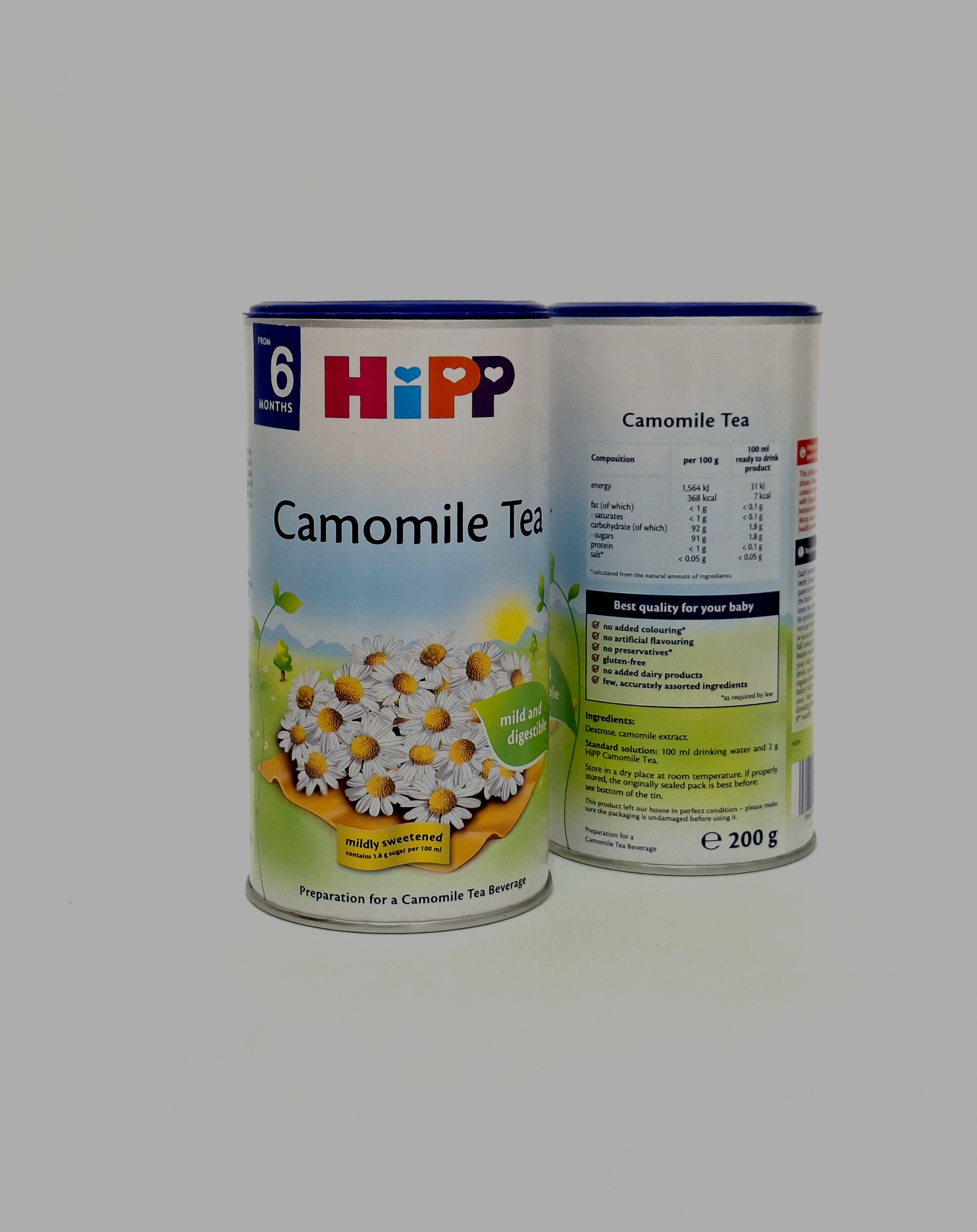 HiPP tea from chamomile 200g with 1-oy nedeli,3765 Vliyaet na stul (bez dobavleniya sakhara i zagustiteley, reguliruet)