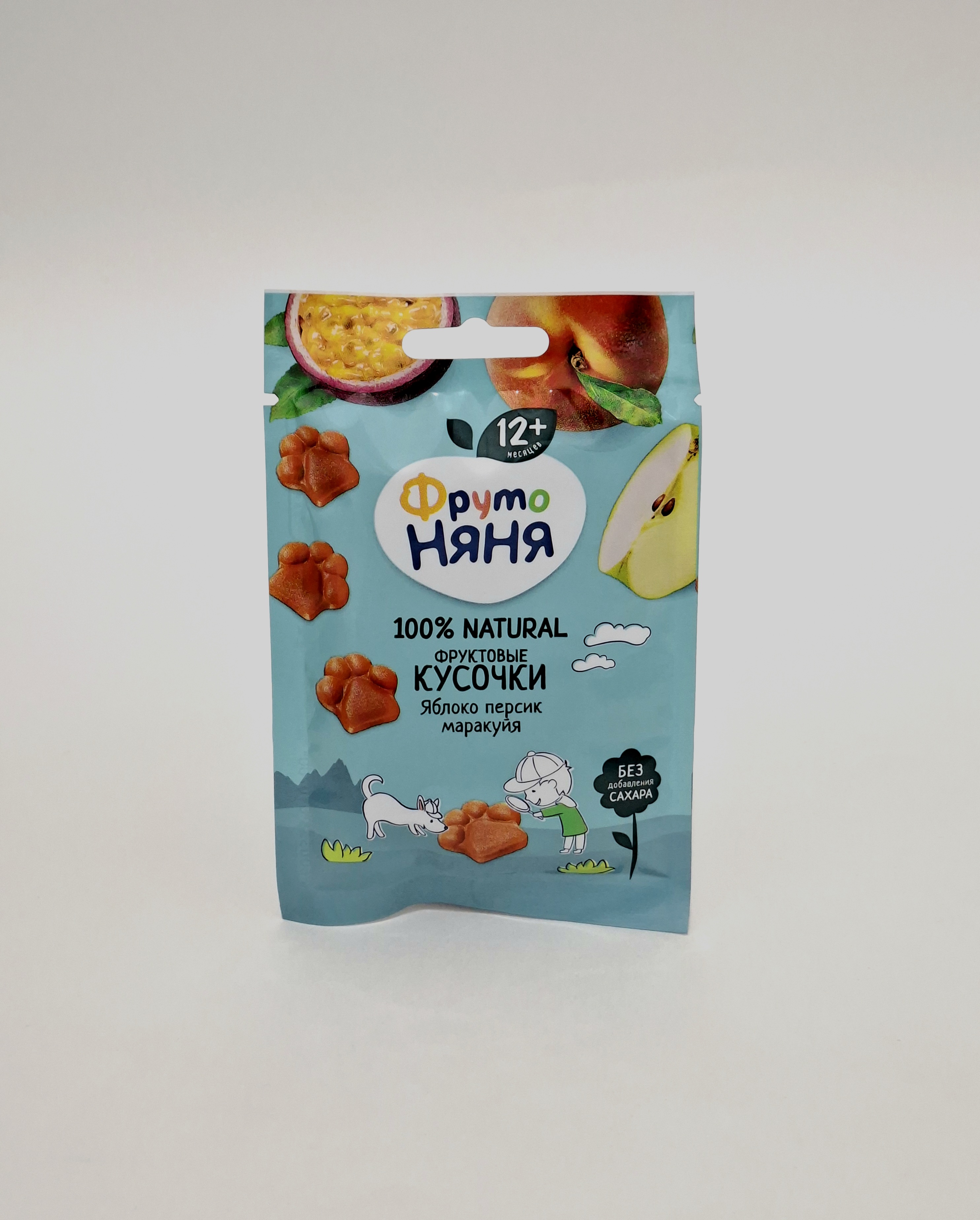 ФрутоНяня кусочки Фруктовые Яблоко, Персик, Маракуйя 12+ мес. 15г Прогресс, Россия