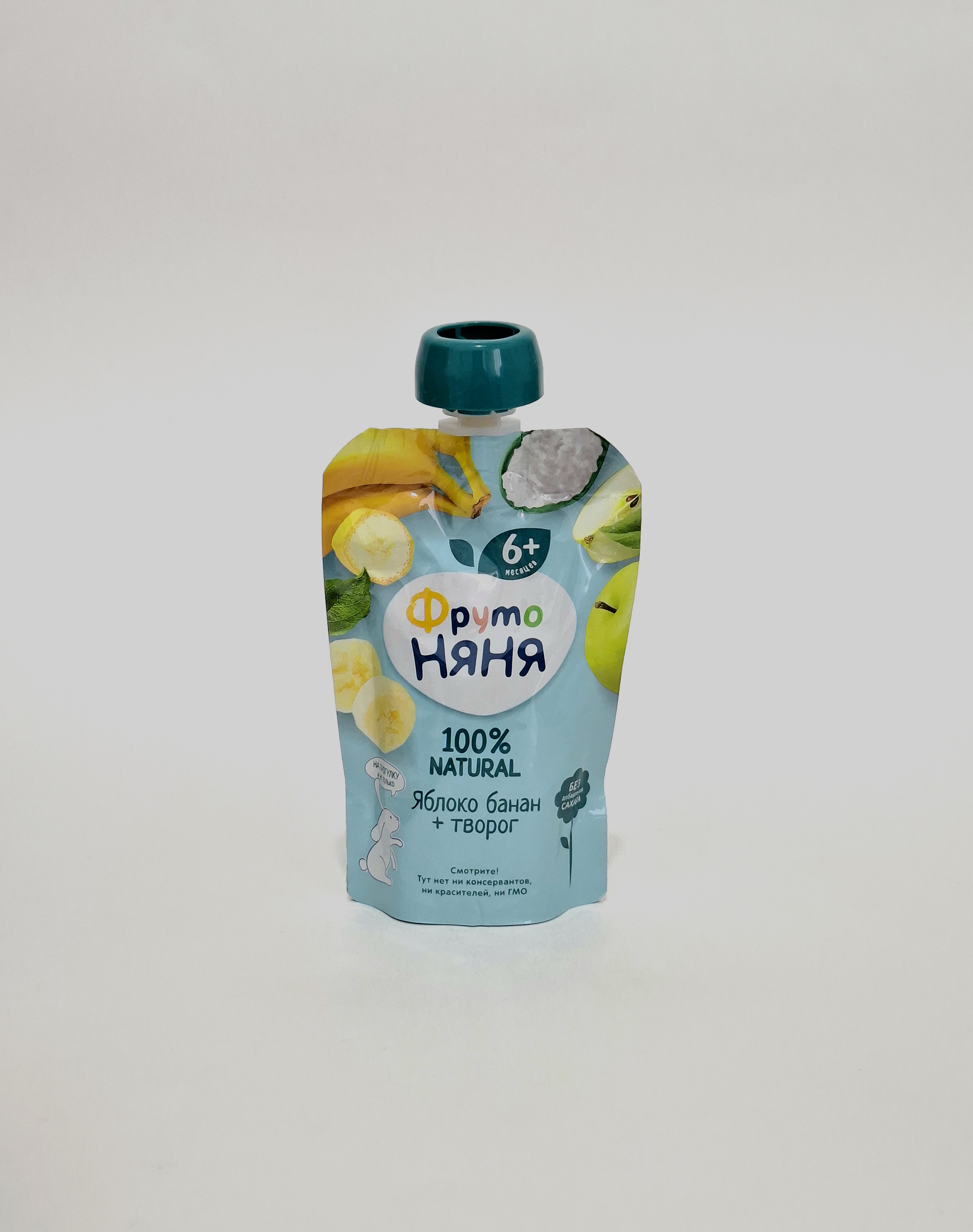 Fruto Nyanya puree fruit apple, banana, Tvorog 6+ months 90g pouch Progress, Russia