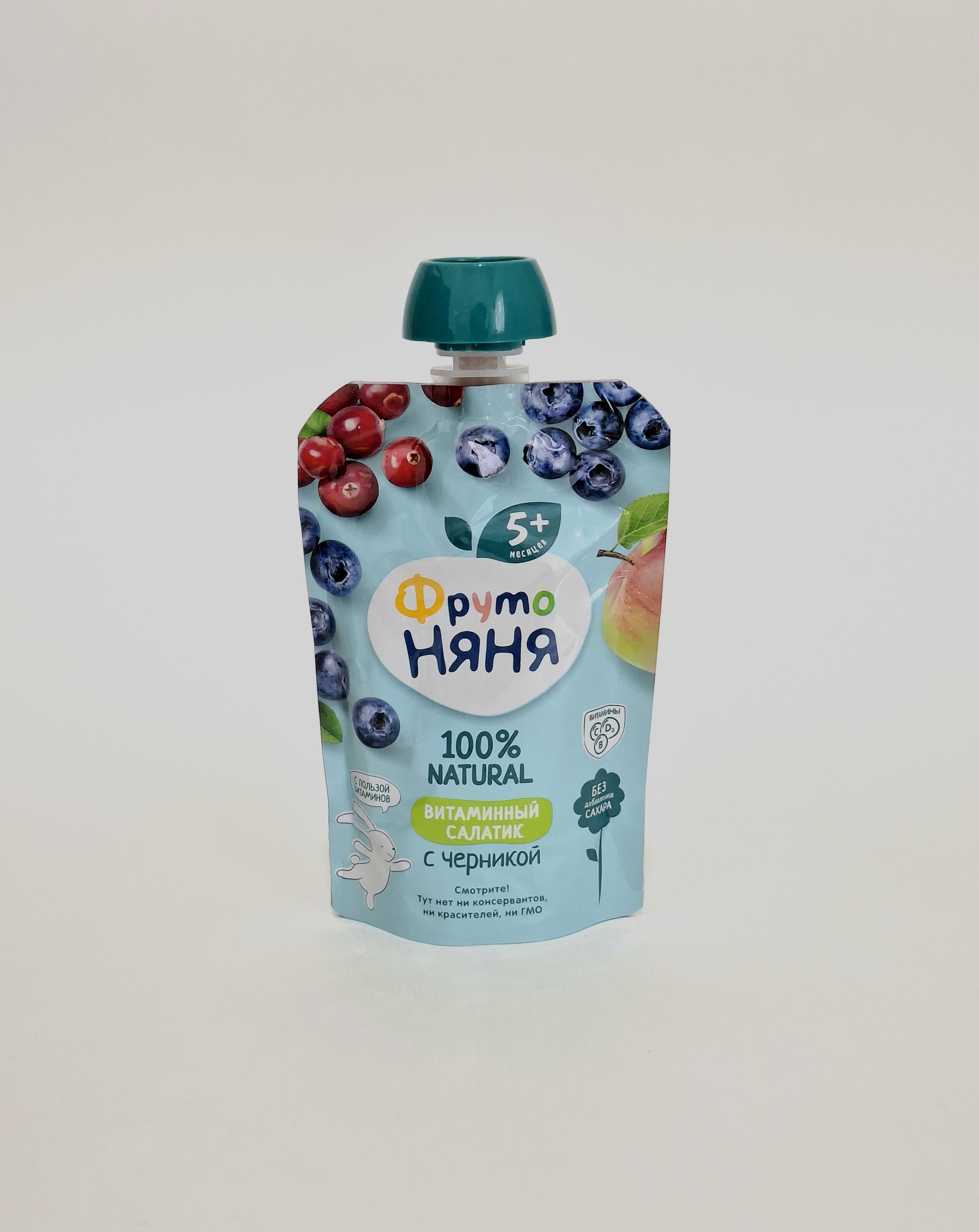 Fruto Nyanya puree fruit Vitaminnyy salad with Chernikoy 5+ months 90g pouch Progress, Russia