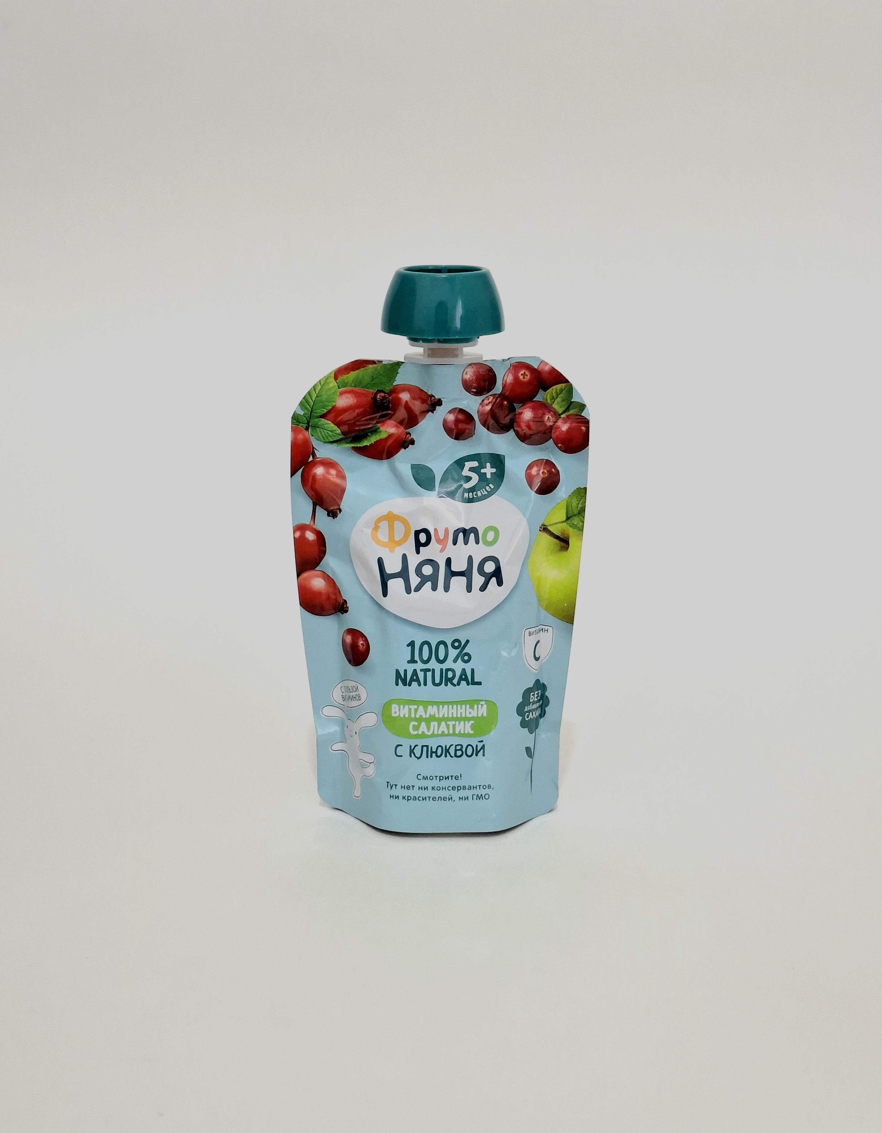 Fruto Nyanya puree fruit Vitaminnyy salad with Klyukvoy 5+ months 90g pouch Progress, Russia