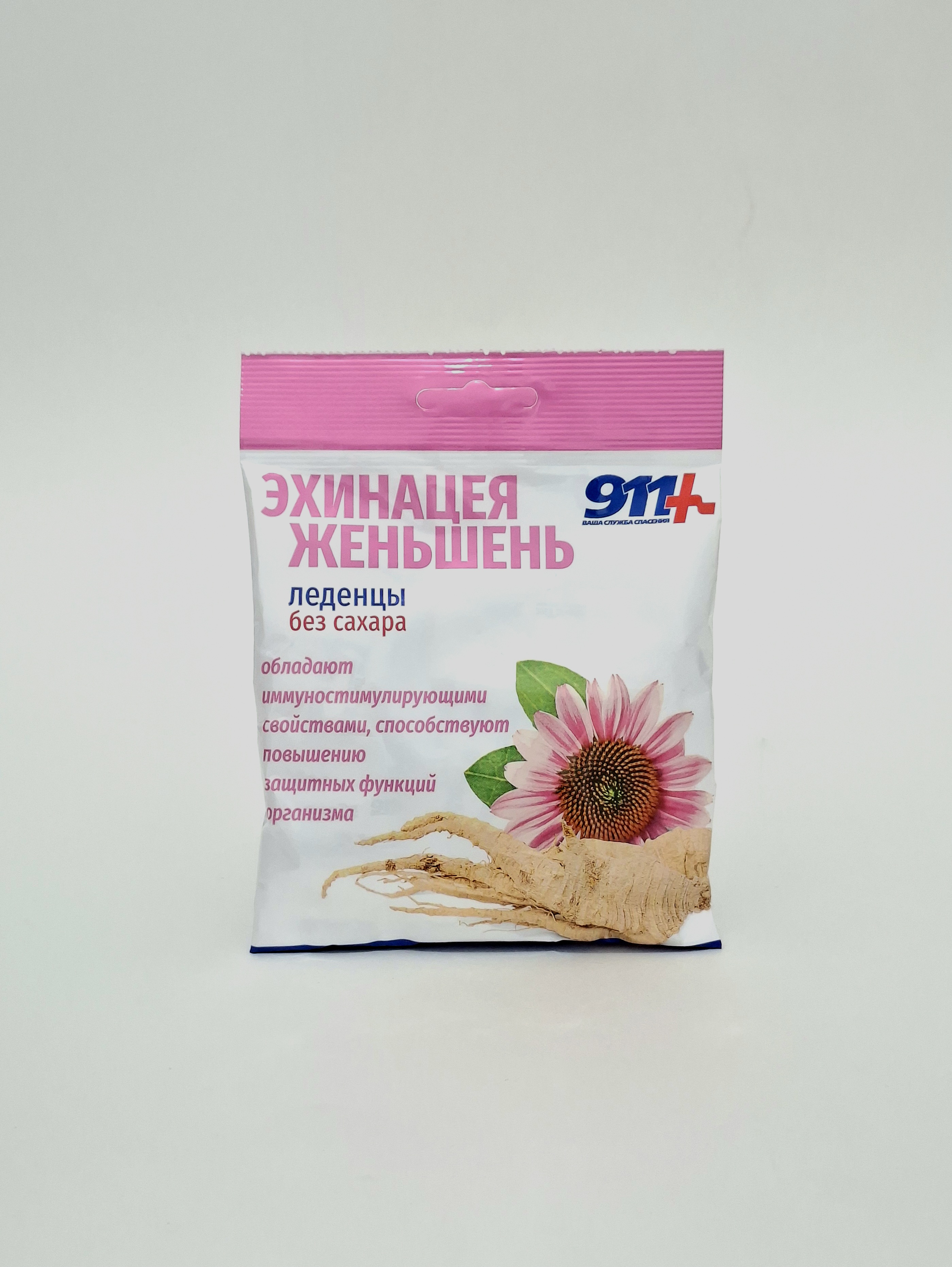 911 Lozenges sugar-free ekhinatseya zhenshen vitamin C 50g x 20 Tvins Tek Russia