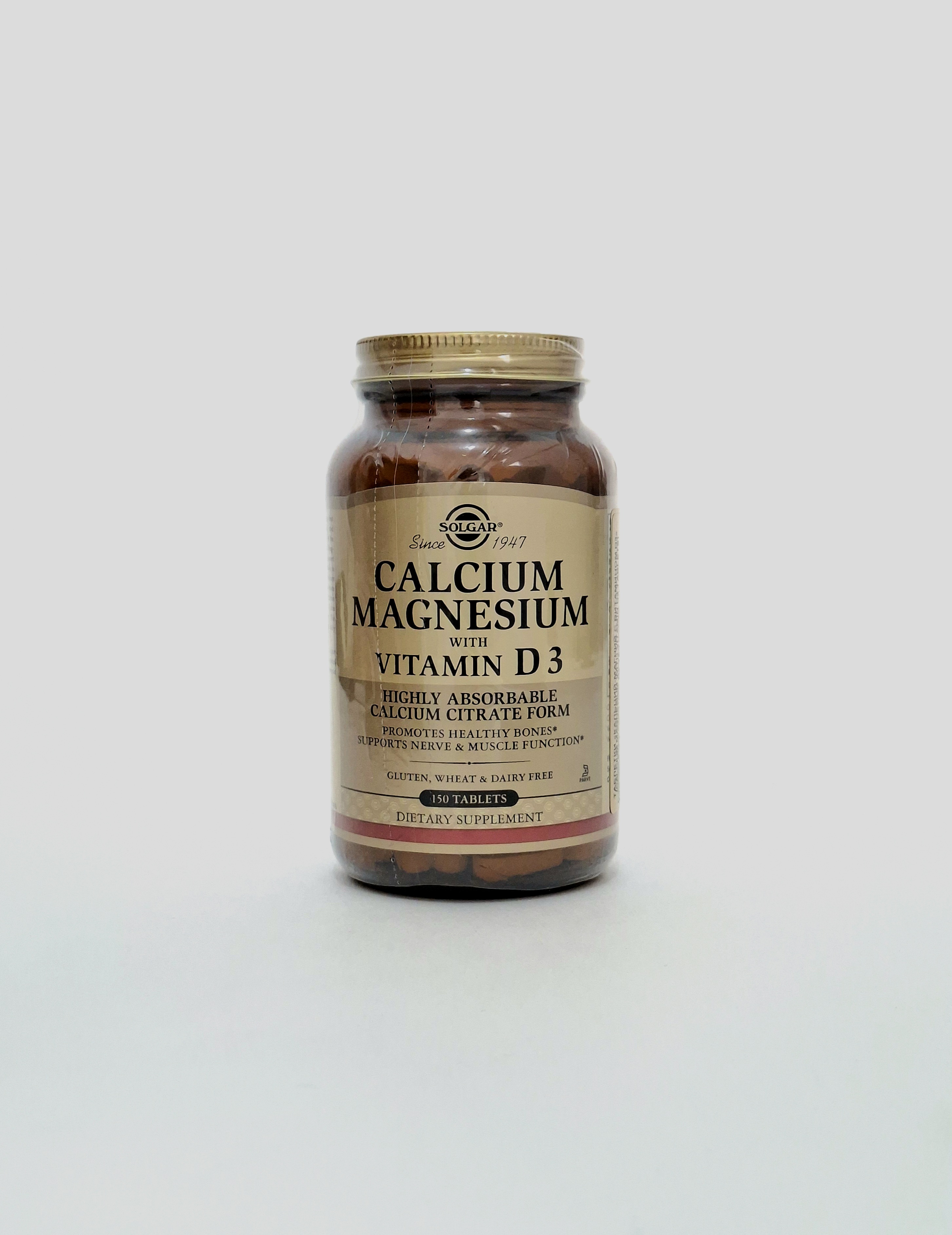 Calcium magnesium with vitamin for3 tablets x 150 Solgar Vitamin