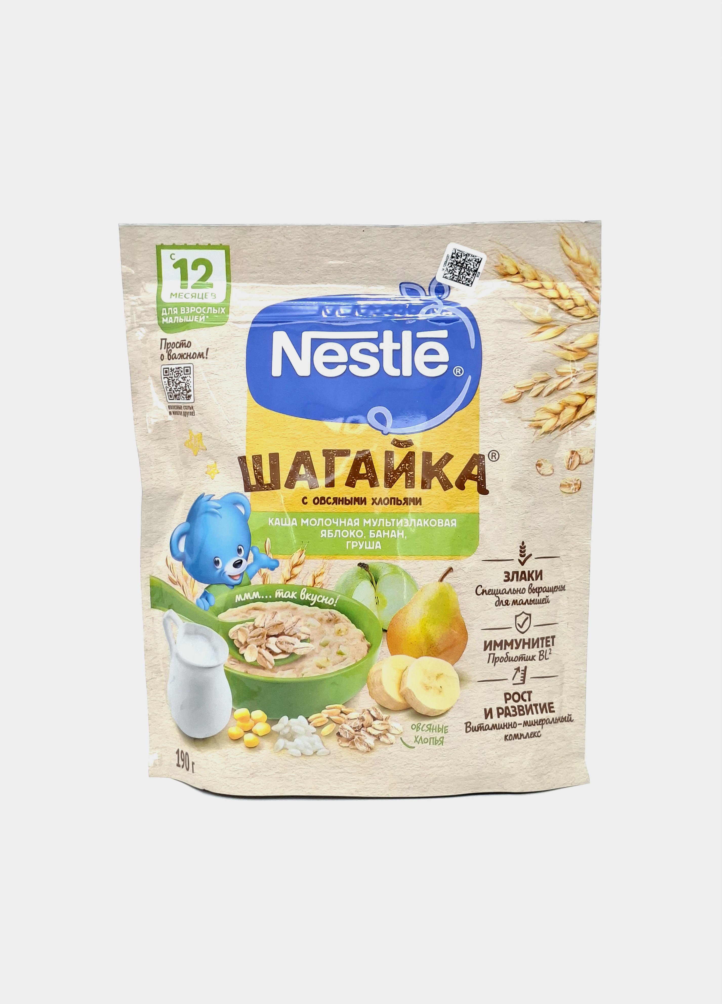 Шагайка м/к 5 злаков яблоко, банан, груша с 12 мес. 190г Нестле