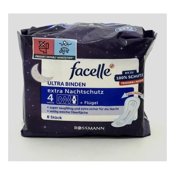 Pads hygienic FACELLE Ultra Night, 8pcs Germany