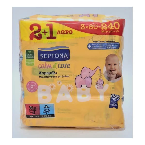 Салфетки влажные Calm n'Care X 240 (3х80) Ромашка, код 4103 Септона