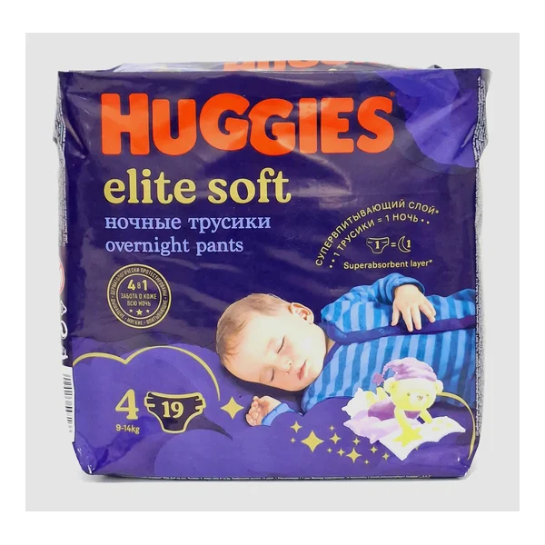 Huggies elite soft pants-diapers. Nochnye x 4 9-14kg x 19 Kimberli-Klark