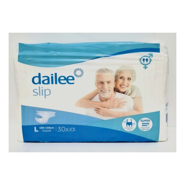 Diapers for adults dailee super L (110-150cm), 8 drops Russia