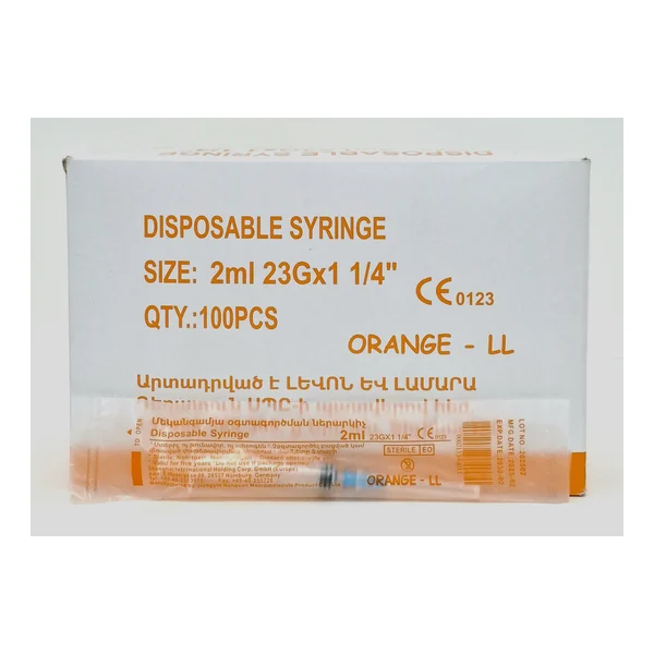 Syringes 2ml 3-x complex. 23Gx1 ORANGE Oranzh USA