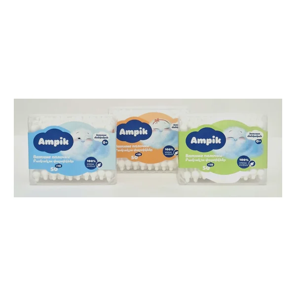 Ampik cotton buds children's 0+ with ogranich. x 50+10 kvadrat Keyr Grup, Armeniya