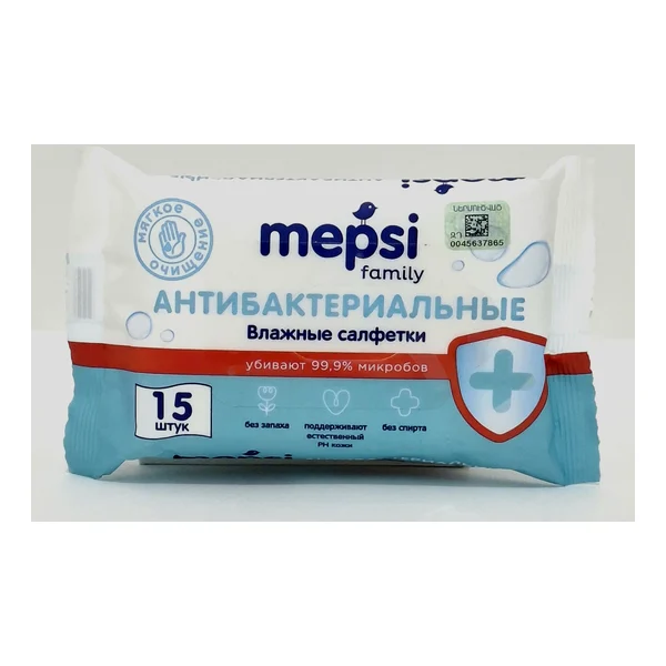 Салфетки влажн. антибактериальные Мепси х 15 Гранд А.В. Россия