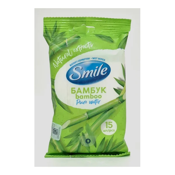 Салфетки влажные "SMILE"(42210800) №15 бамбук и эдельвейс Украина