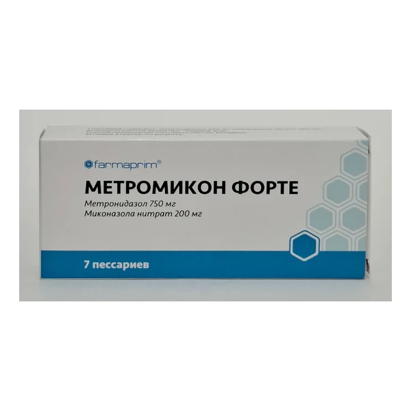 Metromicon-forte vaginal suppositories 750mg/200mg x 7 Farmaprim.Moldova