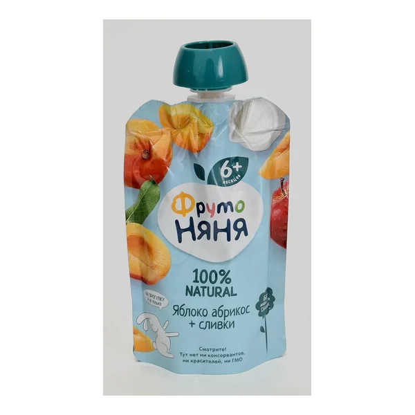Fruto Nyanya puree fruit apple, apricot, Slivki 6+ months 90g pouch Progress, Russia