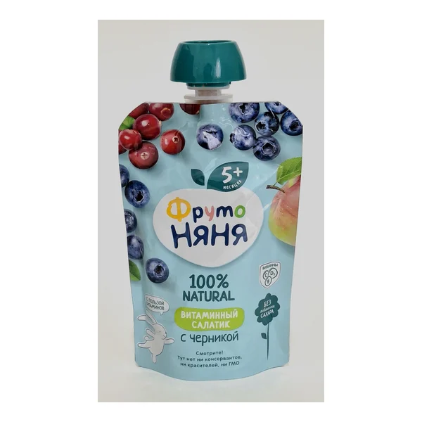 Fruto Nyanya puree fruit Vitaminnyy salad with Chernikoy 5+ months 90g pouch Progress, Russia
