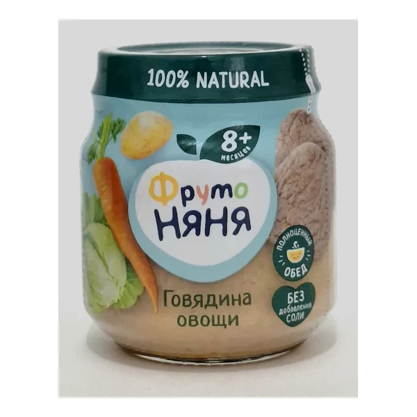 Fruto Nyanya puree meat Govyadina vegetables 8+ months 100g Progress, Russia