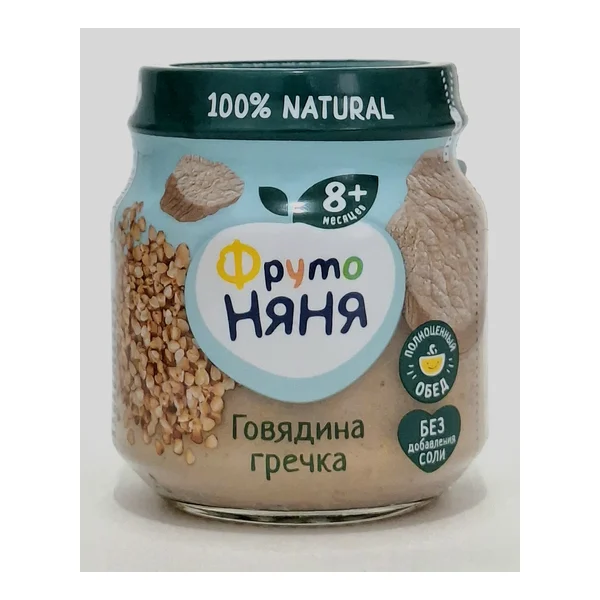 Fruto Nyanya puree meat Govyadina Grechka 8+ months 100g Progress, Russia