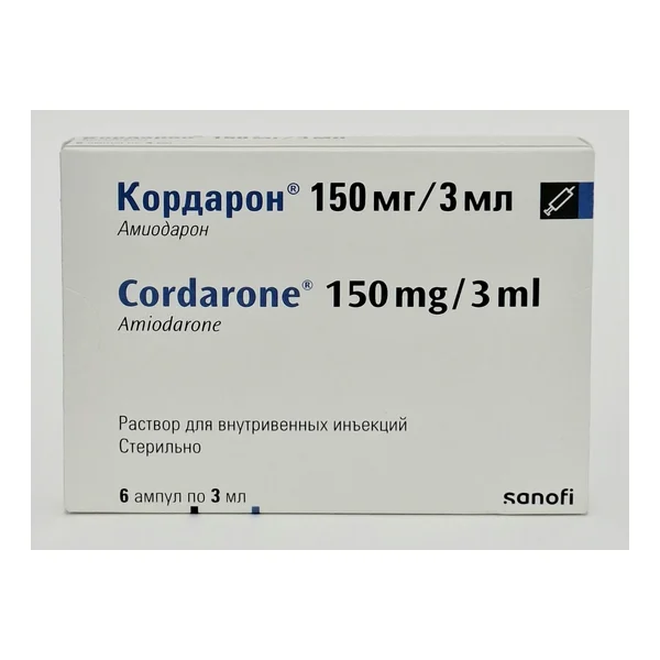 Кордарон амп. 150мг/3мл х 6 Санофи - Синтелабо, Франция