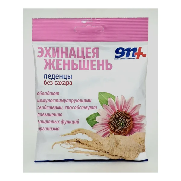 911 Lozenges sugar-free ekhinatseya zhenshen vitamin C 50g x 20 Tvins Tek Russia