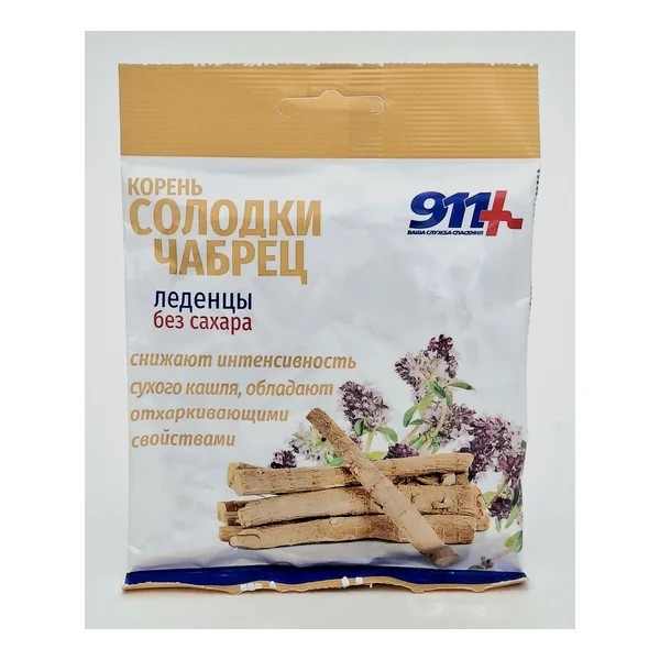 911 Lozenges sugar-free root solodki chabrets vitamin C 50g x 20 Tvins Tek Russia
