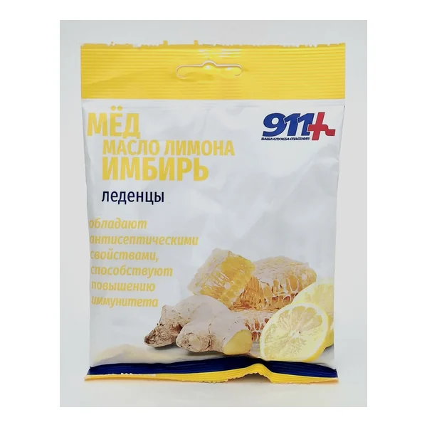 911 Lozenges medical m-lo lemon imbir 50g x 20 Tvins Tek Russia