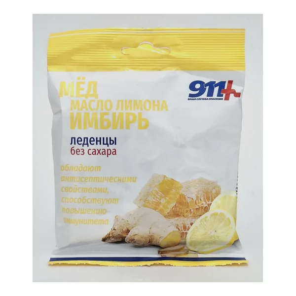 911 Lozenges sugar-free medical m-lo lemon imbir 50g x 20 Tvins Tek Russia