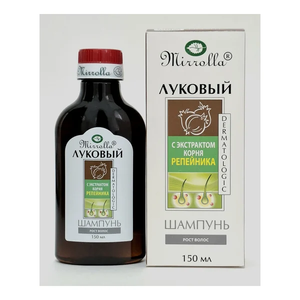 Shampoo Lukovyy with extract. kornya repeynika 150ml Mirrolla, Russia
